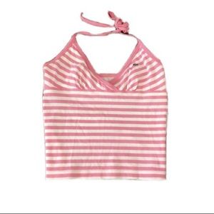 Pink and White Lacoste Halter Top